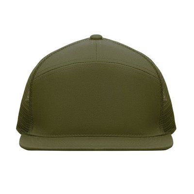 Gorra de 7 paneles con visera plana y malla