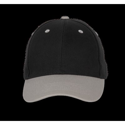 Gorra de algodón con 6 paneles y cierre ajustable Black / Light Grey