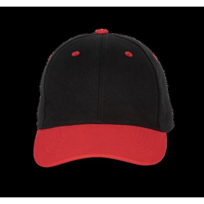 Gorra de algodón con 6 paneles y cierre ajustable Black / Red