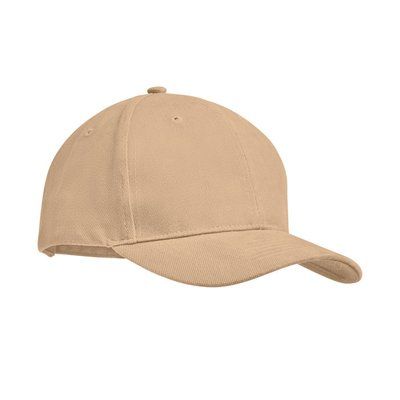 Gorra algodón grueso de 6 paneles con cierre de hebilla metal Beig