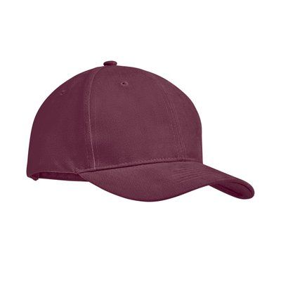 Gorra algodón grueso de 6 paneles con cierre de hebilla metal Burdeos
