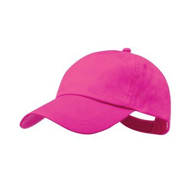 Gorra algodón niño de 5 paneles y cierre de velcro Fucsi