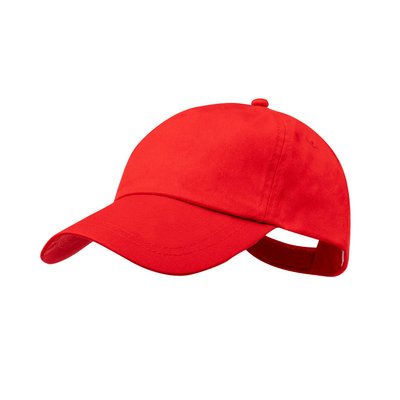 Gorra algodón niño de 5 paneles y cierre de velcro Roj