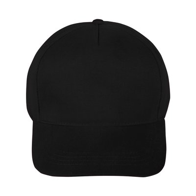 Gorra Algodón Peinado 5 Paneles con Velcro Negro