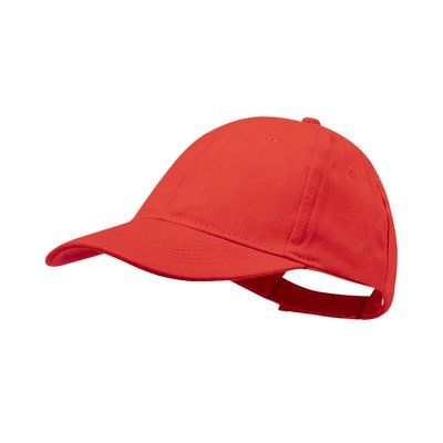 Gorra algodón peinado 6 paneles con cierre de velcro Roj