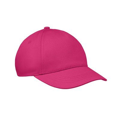 Gorra infantil de 5 paneles y ajuste de velcro Fucsia