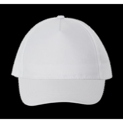 Gorra de poliéster 5 paneles cierre velcro White
