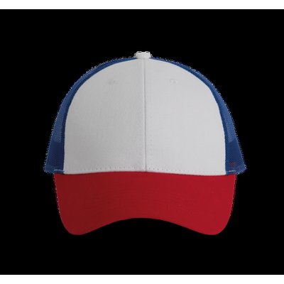 Gorra con rejilla y ajuste plástico White / Red / Royal Blue