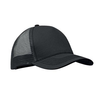 Gorra trucker de 5 paneles con malla trasera Negro
