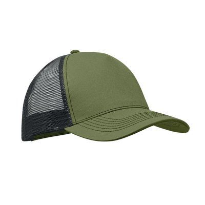 Gorra trucker de 5 paneles con malla trasera Verde Militar