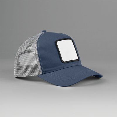 Gorra trucker de 5 paneles con parche Slate Blue/Light Grey