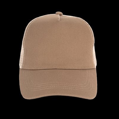 Gorra trucker algodón orgánico Dark camel / Beige