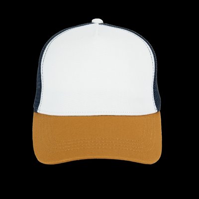 Gorra trucker algodón orgánico Ivory / Curcuma / Navy Blue