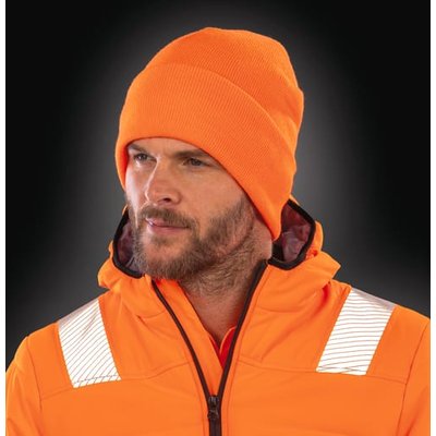Gorro ligero cortavientos con polar y borde doblado