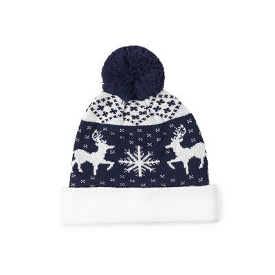 Gorro Navideño con Pom Pom a Juego Mar