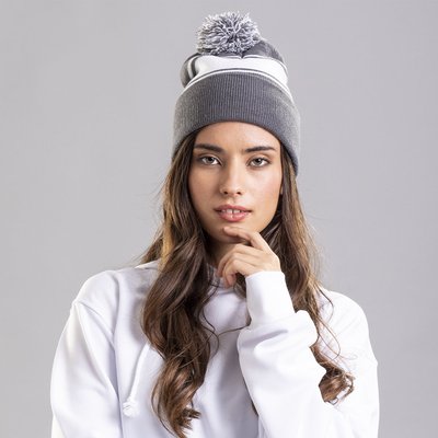 Gorro de punto con franja blanca publicitario