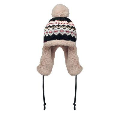 Gorro de punto con orejeras y forro polar Gris
