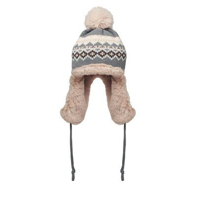 Gorro de punto con orejeras y forro polar Negro