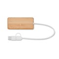 Hub 3 Puertos Bambú Cable 20cm