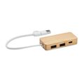 Hub 3 Puertos Bambú Cable 20cm