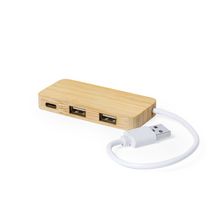 Hub 2USB 2.0 y Tipo C Bambú