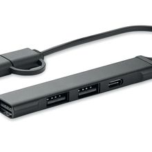 Hub USB 4 puertos 19 cm Negro