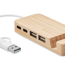 Hub USB de Bambú 4 Puertos Madera