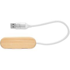 Hub USB Bambú 3 Puertos 24cm Cable | PLUG SIDE 1