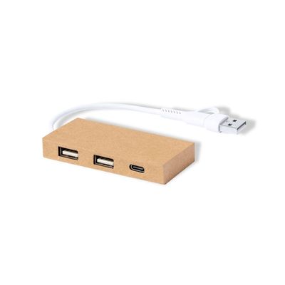 Hub 2 USB 2.0 y Tipo C Cartón RoHS