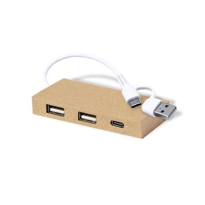 Hub 2 USB 2.0 y Tipo C Cartón RoHS