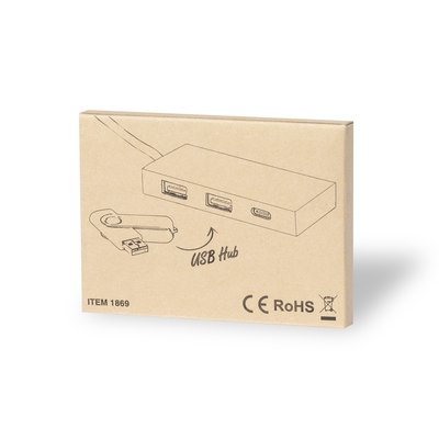 Hub 2 USB 2.0 y Tipo C Cartón RoHS