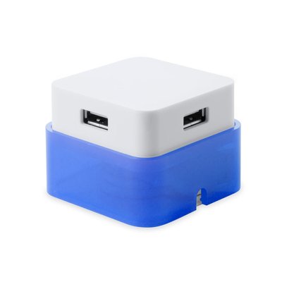 Hub 4 Puertos USB 2.0 Plegable con Recogecables Azul