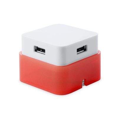 Hub 4 Puertos USB 2.0 Plegable con Recogecables Rojo