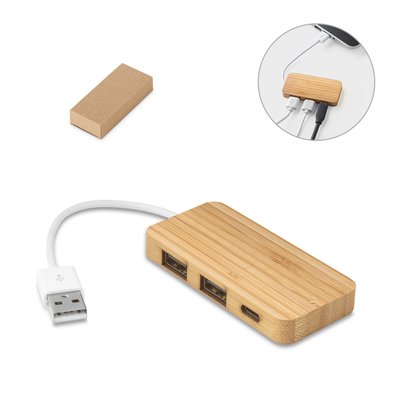 Hub Bamboo 2 USB-A y 1 USB-C