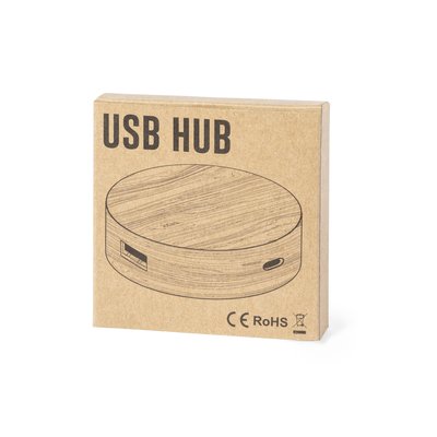 Hub Redondo Bambú Puertos USB 2.0