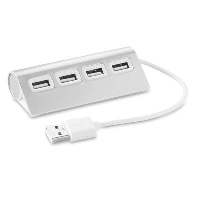 Hub USB 4 Puertos 2.0 Plata Mate