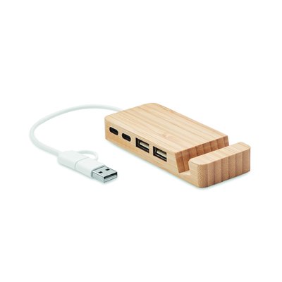 Hub USB de Bambú 4 Puertos