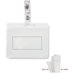 Identificador transparente con clip de sujeción | Trasero | 70 x 30