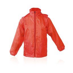 Impermeable de poliéster con capucha y bolsillos laterales Rojo M/L