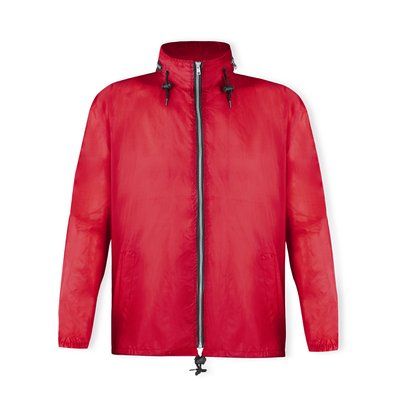 Impermeable de poliéster capucha y bajo ajustables Roj XL