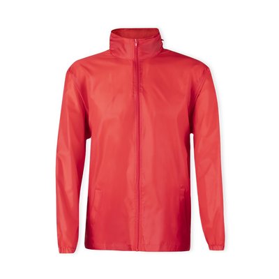Impermeable de poliéster con capucha y bolsillos laterales Rojo XL/XX
