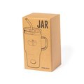 Jarra Vaso 1,1L Cristal con Tapa Bambú y Pajita Inox