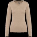 Jersey de punto cuello de pico para mujer Beige Heather S