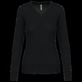 Jersey de punto cuello de pico para mujer Black 3Xl