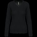 Jersey de punto cuello de pico para mujer Black L