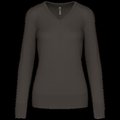 Jersey de punto cuello de pico para mujer DARK GREY XS