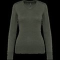 Jersey de punto cuello de pico para mujer Green Marble Heather 3XL