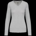 Jersey de punto cuello de pico para mujer Grey Melange 3Xl