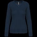 Jersey de punto cuello de pico para mujer Navy Xl