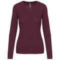 Jersey de punto cuello de pico para mujer Wine L